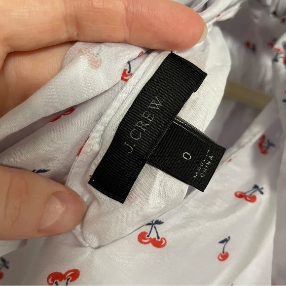 J. Crew Silk Blend Cherry Print Sleeveless HighTie Neck Halter Blouse Top - Picture 3 of 14